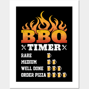 Funny BBQ Timer - BBQ and Beer Lovers | Distressed Style Posters and Art